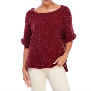 Free People Marsala oversized tweed sweater